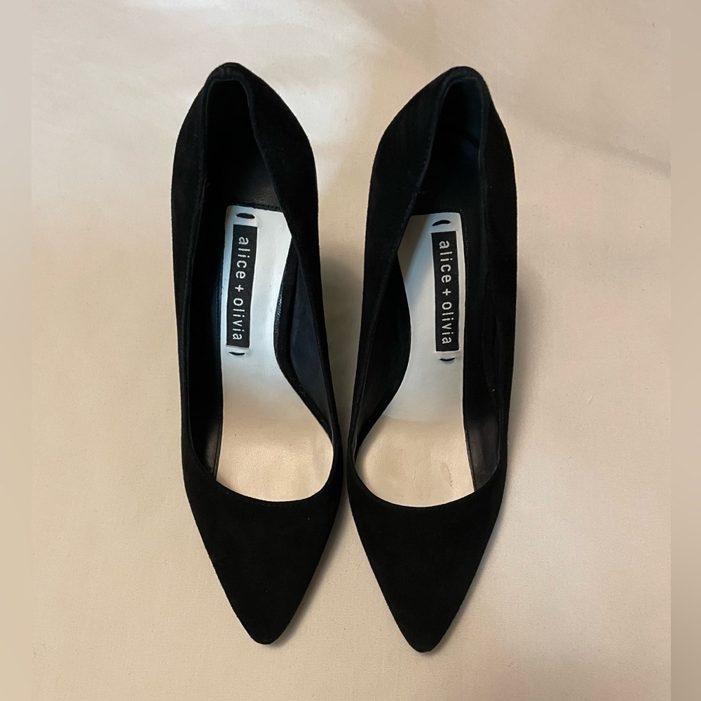 Alice & Olivia Black Suede Dina High Heels Pumps